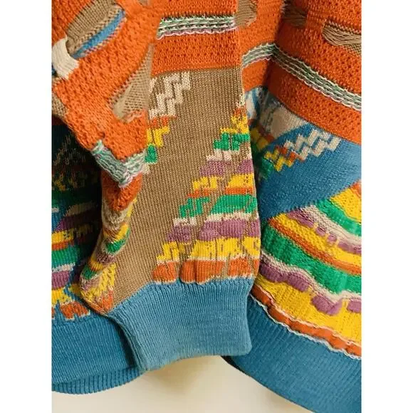 Vintage COOGI Australia Sweater Sz M Texured Multi Color-Pattern-Stitch-Cotton - Picture 3 of 7
